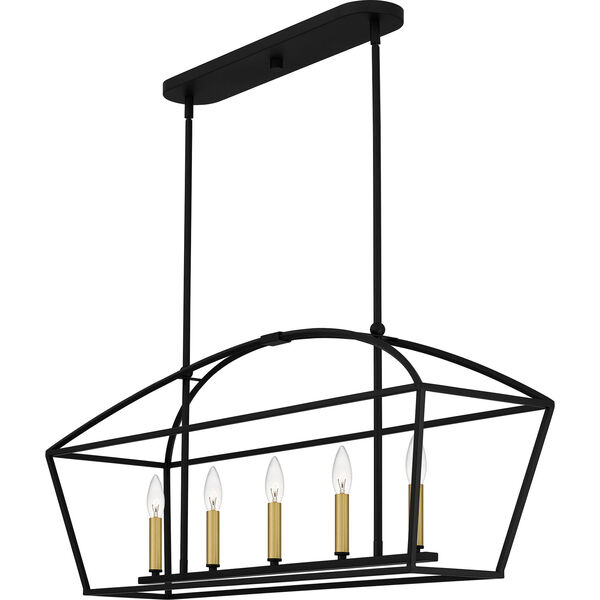 Concho Bay Earth Black and Aged Brass Five-Light Chandelier, image 4