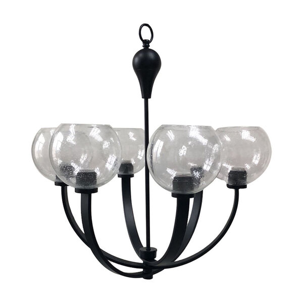Orion Black Six-Light Chandelier with Clear Seeded Glass, image 2