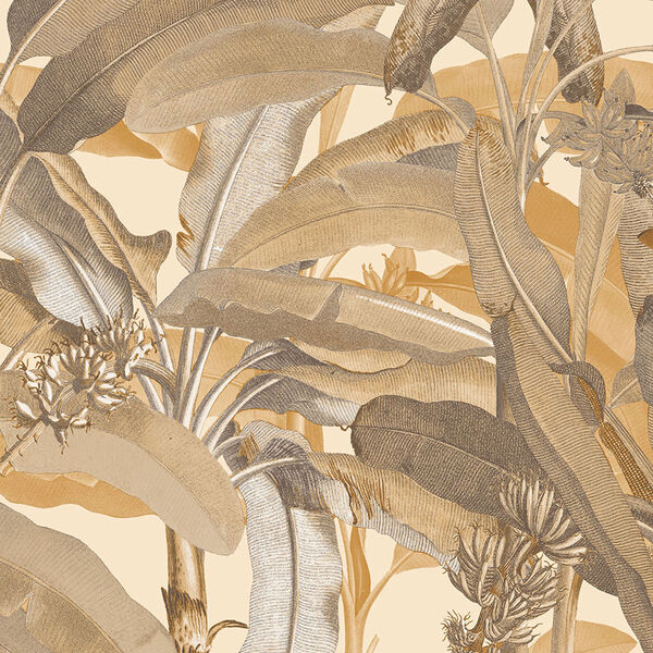Ochre Polynesian Leaves Wallpaper - SAMPLE SWATCH ONLY, image 1