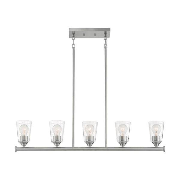 Bransel Brushed Nickel Five-Light Pendant with Clear Seeded Glass, image 3