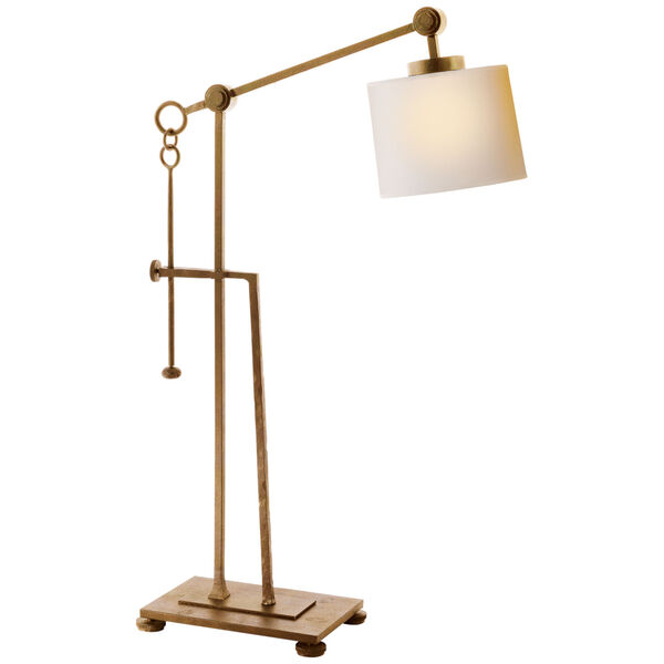 Aspen Forged Iron Table Lamp in Gilded Iron with Natural Paper Shade by Ian K. Fowler, image 1