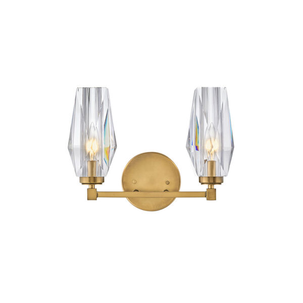 Ana Heritage Brass Two-Light Bath Vanity With Faceted Clear Crystal Glass, image 1