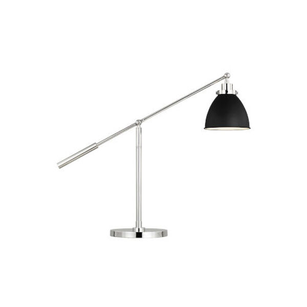 Wellfleet Midnight Black and Polished Nickel One-Light Dome Desk Lamp, image 2