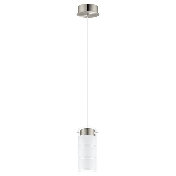 Olvero Satin Nickel LED Mini Pendant with Frosted and Clear Glass Shade, image 1