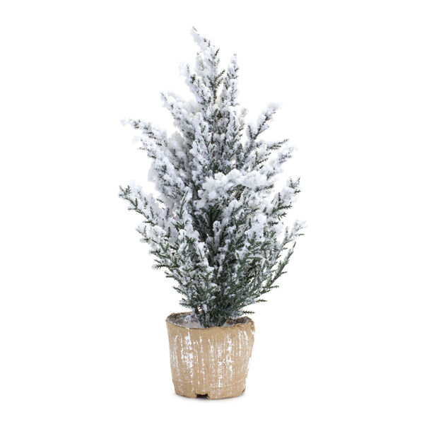White Potted Snowy Pine Tabletop Tree, Set of Six, image 1