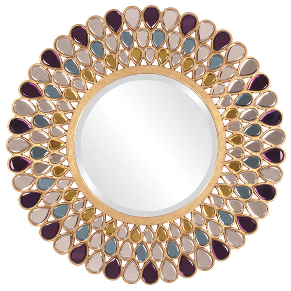Amethyst Amber Topaz Glass Round Mirror, image 1