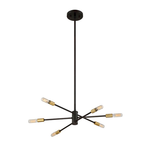 Uptown Bronze with Brass Accents Six-Light Chandelier, image 2