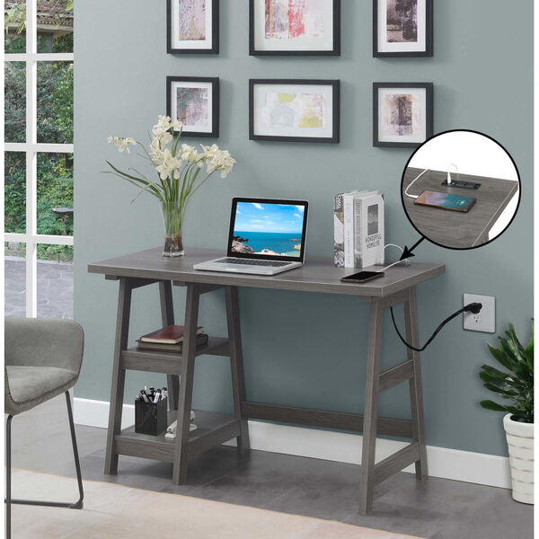 Designs2Go Charcoal Gray Office Desk, image 1