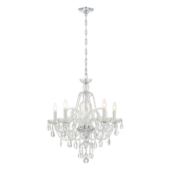 Candace Polished Chrome 25-Inch Five-Light Hand Cut Crystal Chandelier, image 6