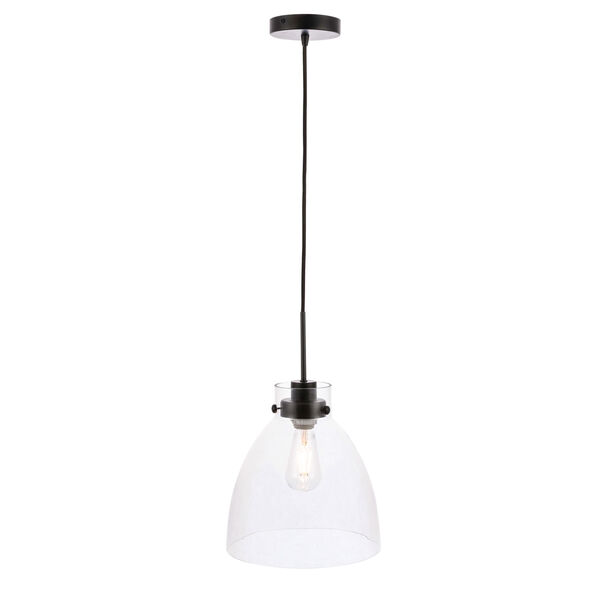 Frey Black 11-Inch One-Light Pendant with Clear Glass, image 4