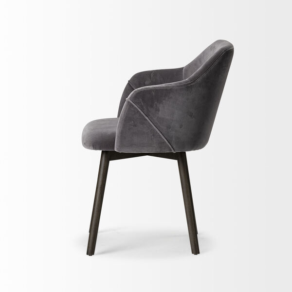 Ronald II Gray Velvet and Black Dining Arm Chair, image 3