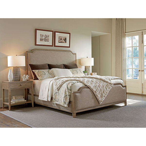 Cypress Point Antique Brass Stone Harbour Upholstered King Bed, image 2