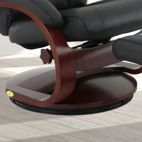 Selby Merlot Black Top Grain Leather Manual Recliner with Ottoman and Cervical Pillow, image 3