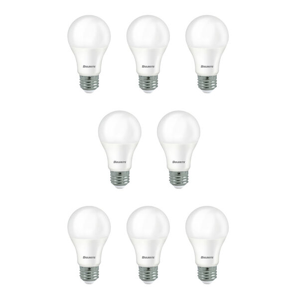 Pack of 8 Frost A19 LED with Medium E26 Base 9W 2700K Light Bulbs, image 1
