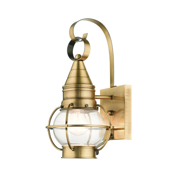 Newburyport Antique Brass One-Light Outdoor Wall Lantern, image 1