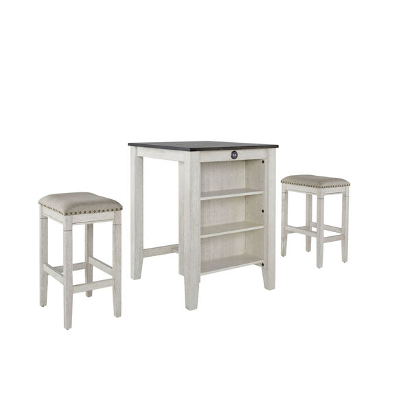Tapas Antique White and Weathered Pepper Counter Table and Stool, 3-Piece, image 1