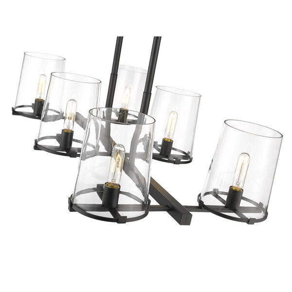 Callista Matte Black Six-Light Chandelier with Clear Glass Shade, image 6