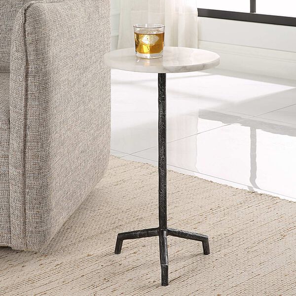 Puritan Rustic Aged Black and White Marble Drink Table, image 2