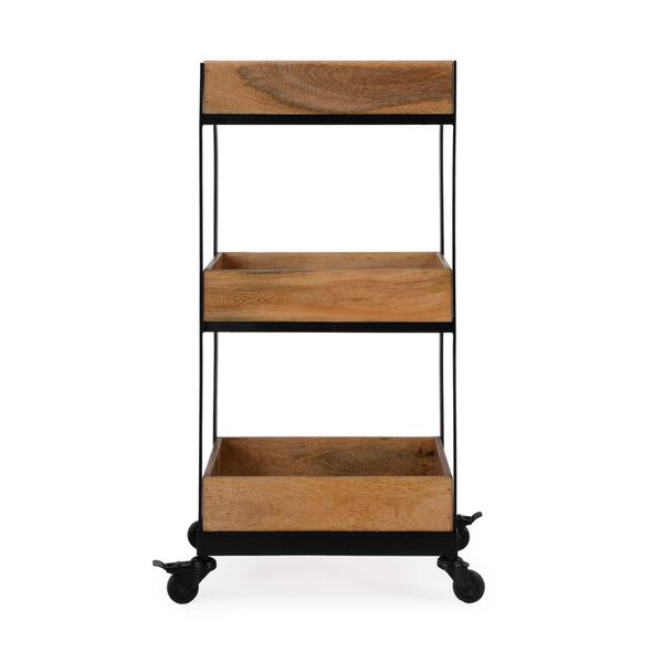 Fulham Natural Wood Rustic Three-Tier Serving Cart, image 5