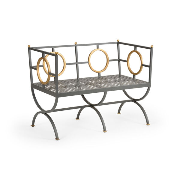 Dark Steel and Gold 24-Inch Circle Bench, image 1