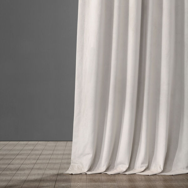 Porcelain White Blackout Velvet Pole Pocket Single Panel Curtain 50 x 108, image 11