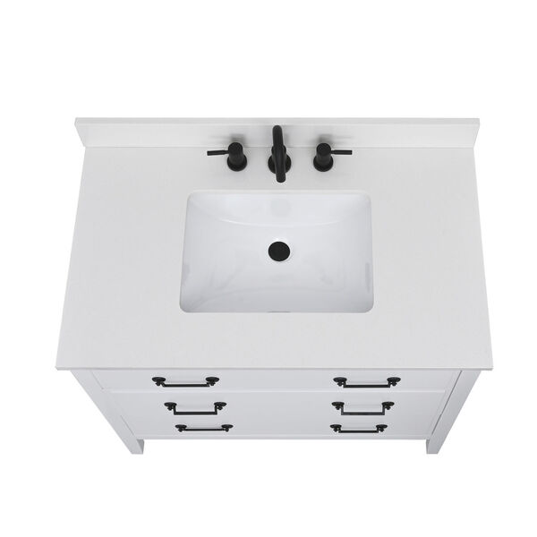 Lotte Radianz Everest White 37-Inch Vanity Top with Rectangular Sink, image 4