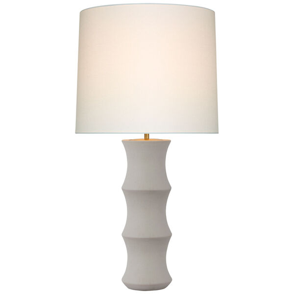 Marella Large Table Lamp in Porous White with Linen Shade by AERIN, image 1