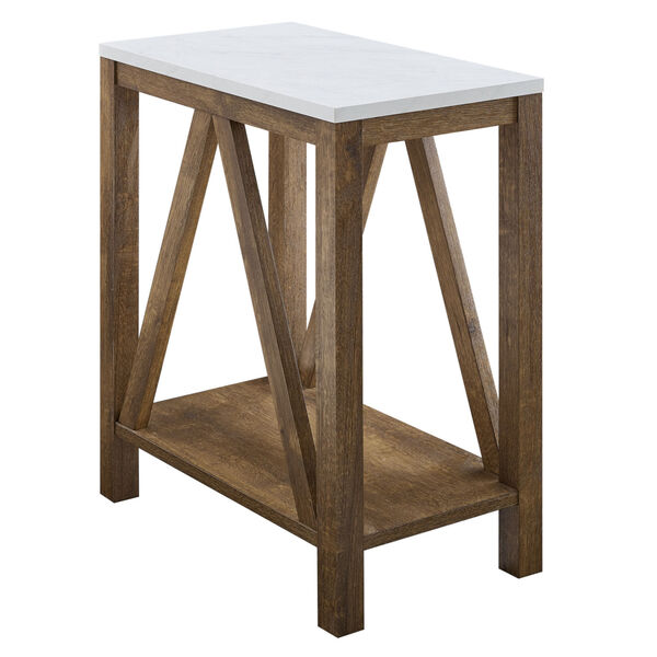 Faux White and Natural Walnut Side Table, image 4
