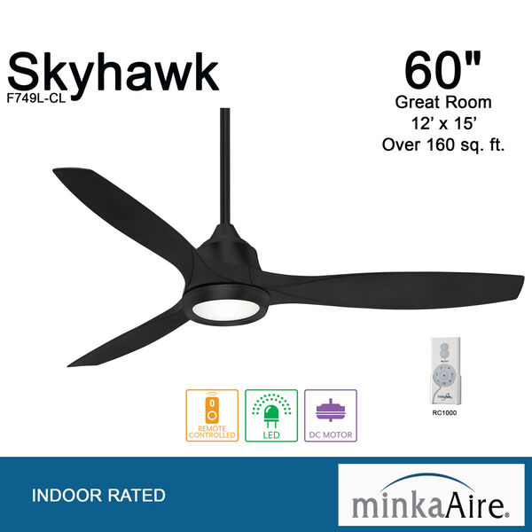 Skyhawk Coal 60-Inch LED Ceiling Fan, image 5