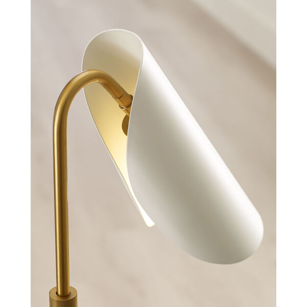 Tresa Burnished Brass LED Task Table Lamp with Matte White Shade, image 6