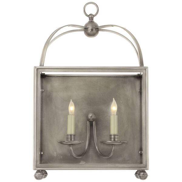 Arch Top Large Rectangular Wall Lantern in Antique Nickel by Chapman and Myers, image 1