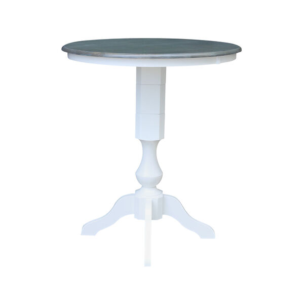 White and Heather Gray 36-Inch Round Top Bar Height Pedestal Table, image 2