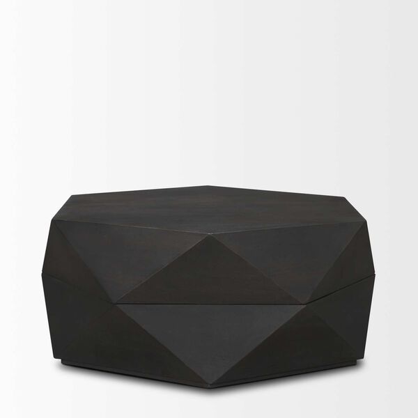 Arreto Black Hexagonal Hinged Wood Top and Base Coffee Table, image 2