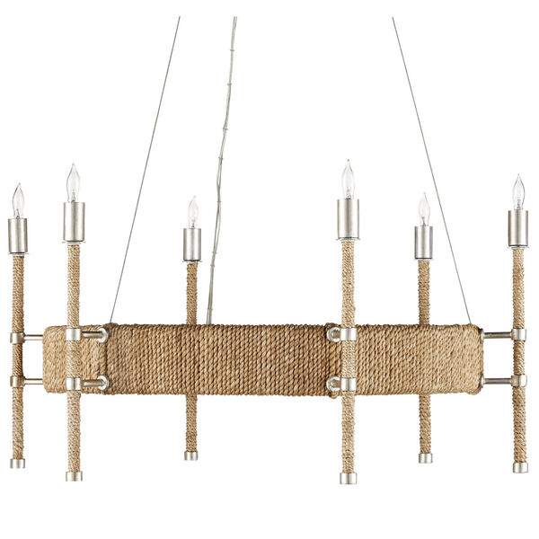 Monzie Contemporary Silver and Natural Six-Light Chandelier, image 2