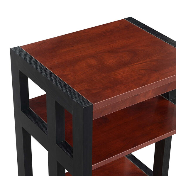 Monterey Cherry and Black End Table with Shelves, image 4