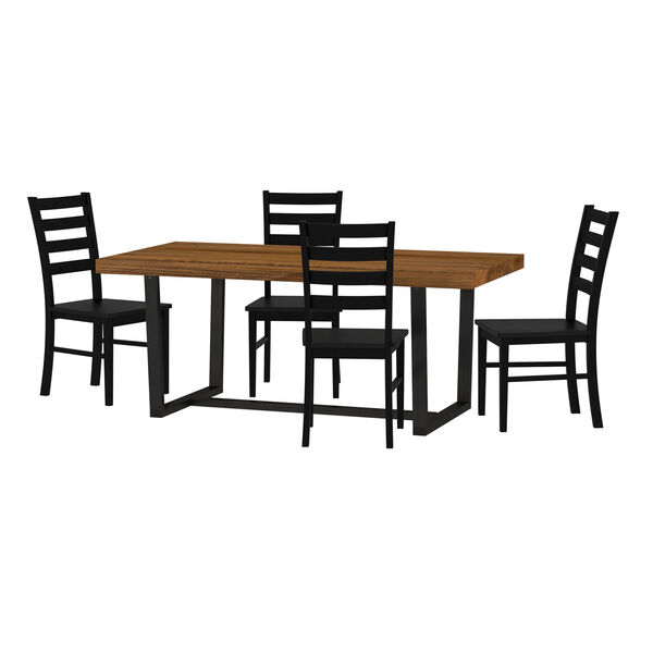 Bookmatch hampton Rustic Oak and Black Dining Table and Chairs, 5-Piece, image 3
