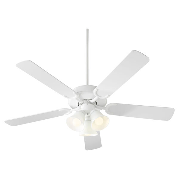 Virtue Studio White Three-Light 52-Inch Ceiling Fan with Satin Opal Glass, image 3