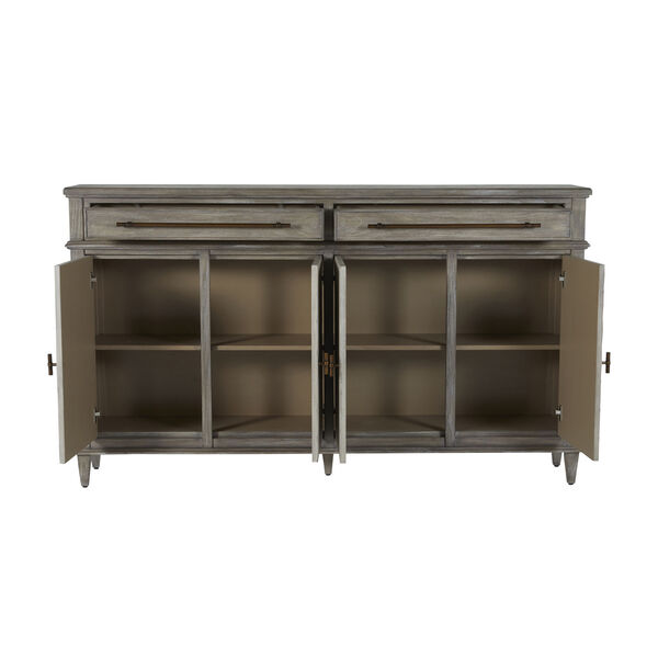 Isaac Brushed Grey and Antique Bronze Long Cabinet, image 3
