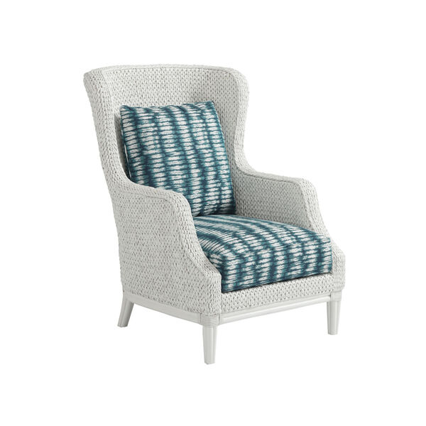 Ocean Breeze White and Blue Vero Wing Chair, image 1