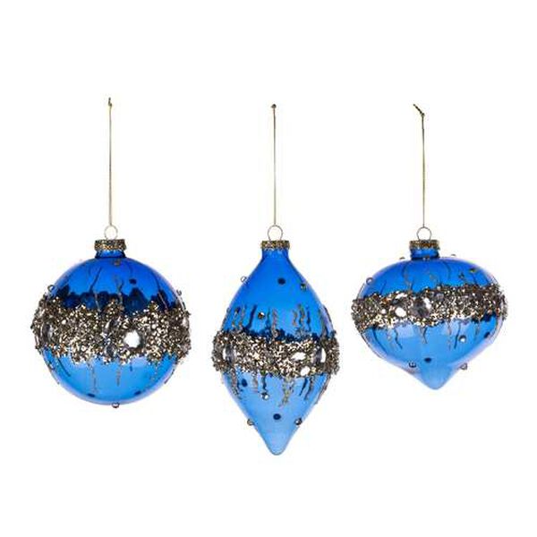 Blue Glass Ball Ornament, Set of Six, image 1