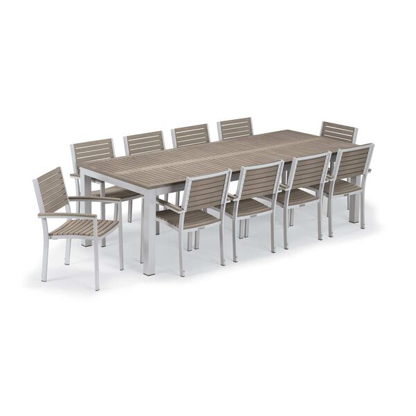 Travira Vintage 11-Piece Outdoor Table and Slat Armchair Dining Set, image 1