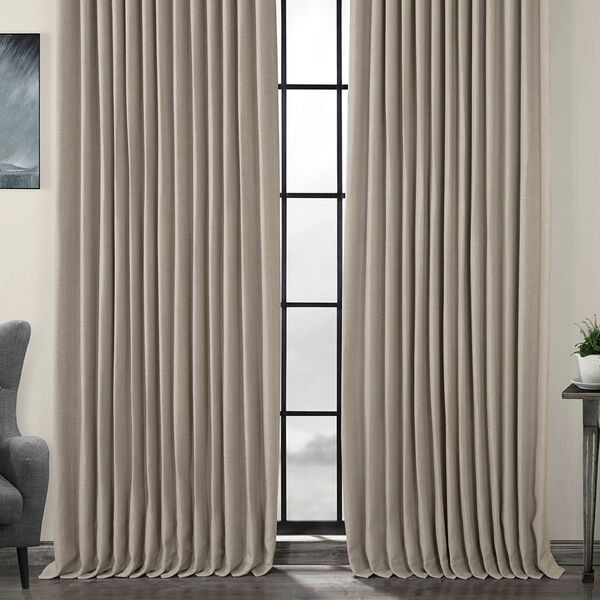 Beige Faux Linen Extra Wide Blackout Curtain Single Panel, image 6