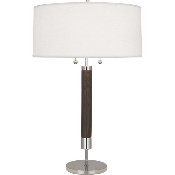 Dexter Polished Nickel Two-Light Table Lamp With Oyster Linen Shade, image 1