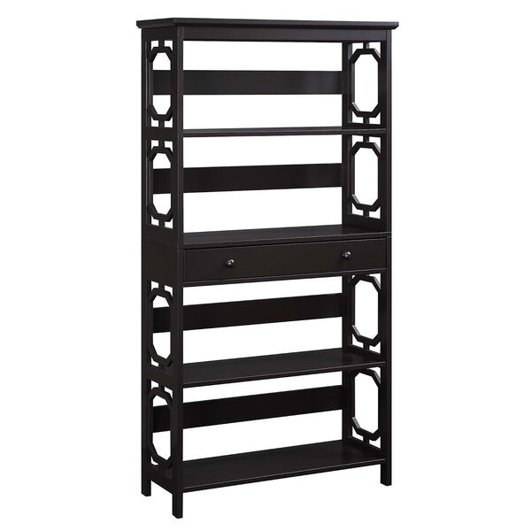 Omega Espresso 5 Tier Bookcase with Drawer, image 2