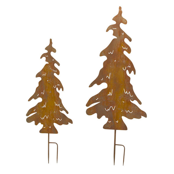 Rustic Iron Tree Cut-Out Stake, Set of 2, image 1
