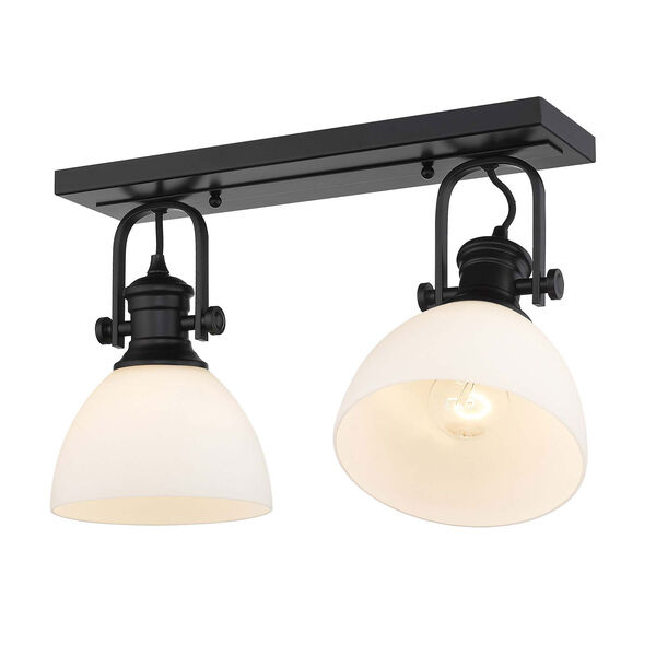 Hines Black Two-Light Semi-Flush Mount With Opal Glass, image 2