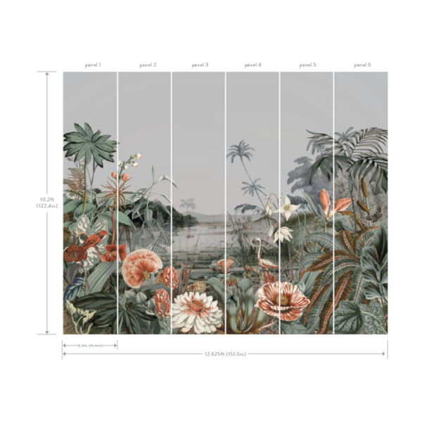 Mural Resource Library Gray Floating Gardens Wallpaper, image 3