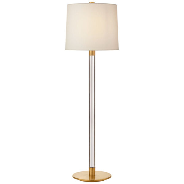 Riga Buffet Lamp in Crystal and Hand-Rubbed Antique Brass with Linen Shade by AERIN, image 1