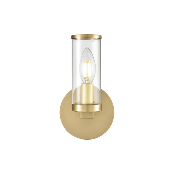 Revolve Natural Brass One-Light Wall Sconce with Clear Glass, image 1