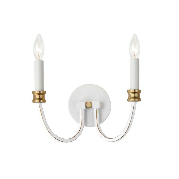 Charlton Weathered White Gold Leaf Two-Light Wall Sconce, image 1
